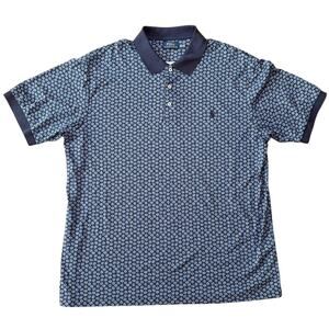Polo Ralph Lauren Collar Shirt Men‎ 2XLT Navy Paisley All Over Print Casual Golf